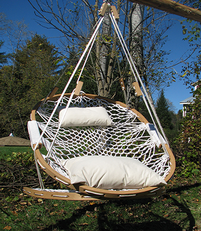 thumbnail image 2 of Pezlun Hammock Chair With 2 Cushions - 330 Lb Capacity Canvas Hanging Chair For Indoor & Outdoor 2 of 12